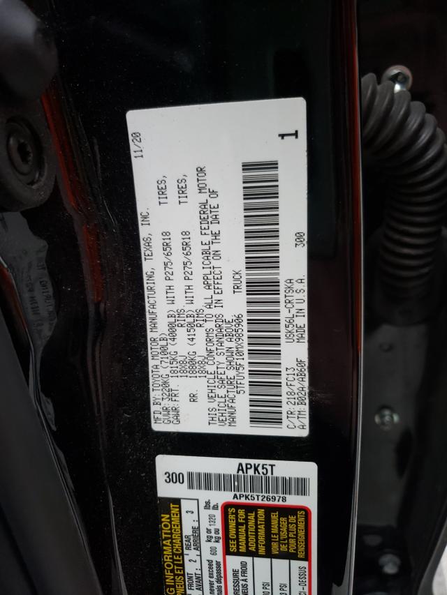 Photo 9 VIN: 5TFUY5F10MX985906 - TOYOTA TUNDRA DOU 