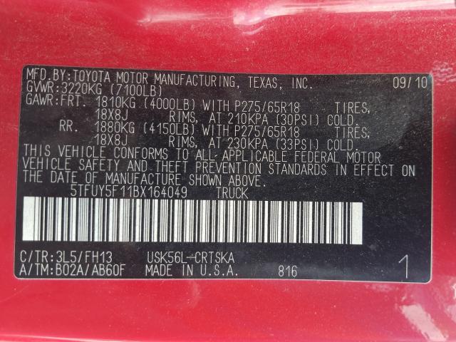 Photo 9 VIN: 5TFUY5F11BX164049 - TOYOTA TUNDRA DOU 