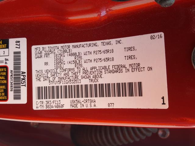 Photo 9 VIN: 5TFUY5F11GX532513 - TOYOTA TUNDRA DOU 