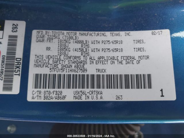 Photo 8 VIN: 5TFUY5F11HX627509 - TOYOTA TUNDRA 