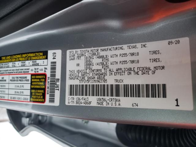 Photo 9 VIN: 5TFUY5F11MX963705 - TOYOTA TUNDRA DOU 