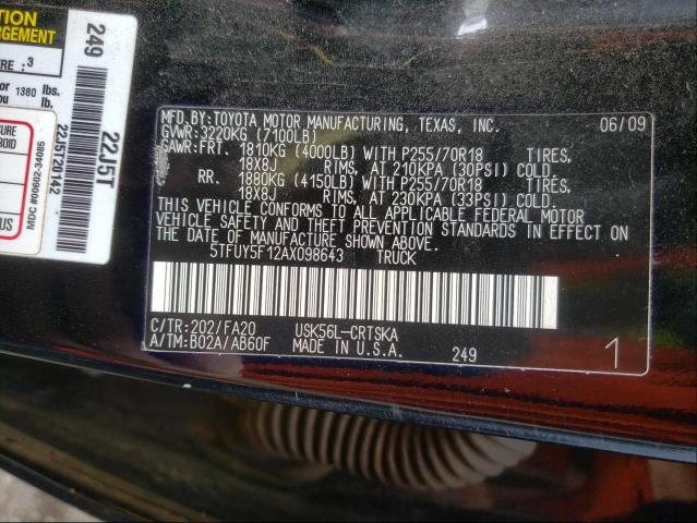 Photo 9 VIN: 5TFUY5F12AX098643 - TOYOTA TUNDRA DOU 