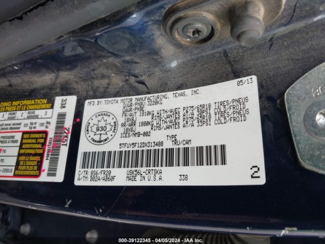 Photo 8 VIN: 5TFUY5F12DX313488 - TOYOTA TUNDRA 