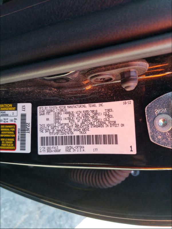 Photo 9 VIN: 5TFUY5F13DX276726 - TOYOTA TUNDRA DOU 