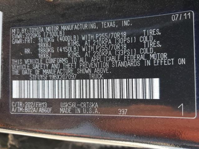 Photo 11 VIN: 5TFUY5F19BX207097 - TOYOTA TUNDRA DOU 