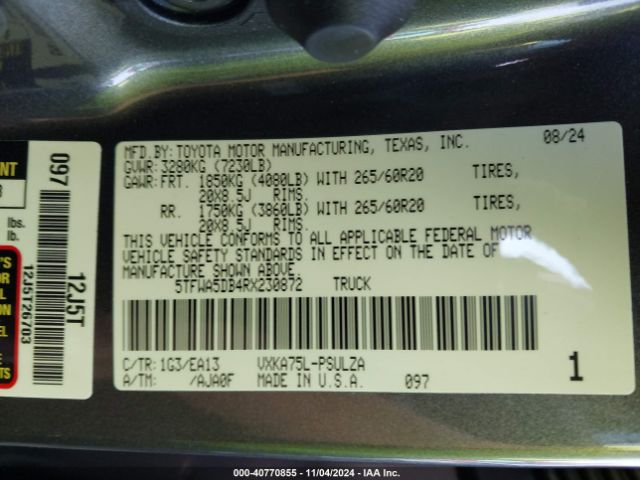 Photo 8 VIN: 5TFWA5DB4RX230872 - TOYOTA TUNDRA 