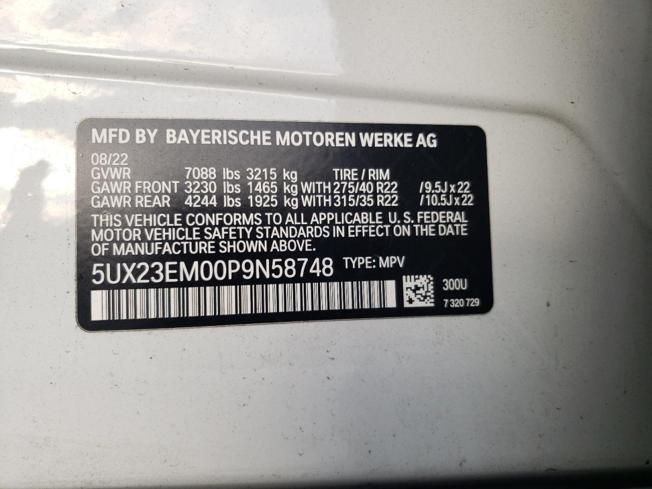 Photo 12 VIN: 5UX23EM00P9N58748 - BMW X7 