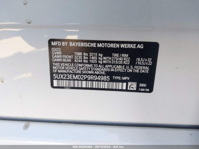 Photo 8 VIN: 5UX23EM02P9R94985 - BMW X7 