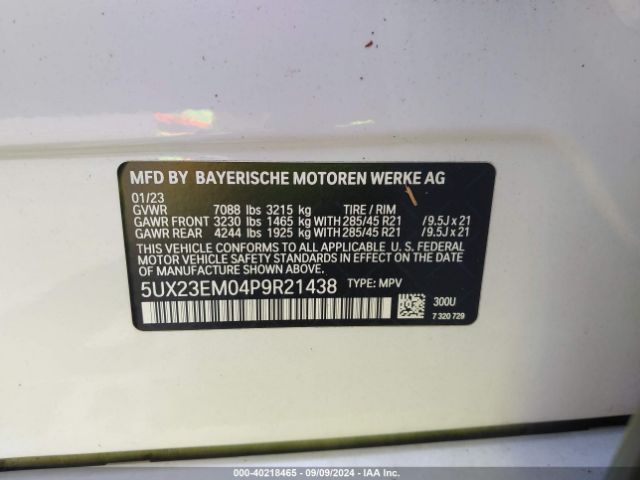 Photo 8 VIN: 5UX23EM04P9R21438 - BMW X7 