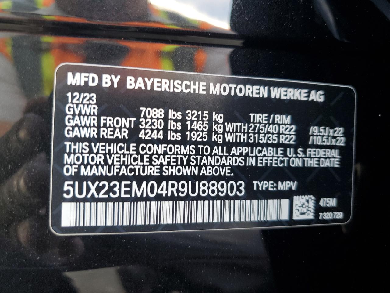 Photo 13 VIN: 5UX23EM04R9U88903 - BMW X7 