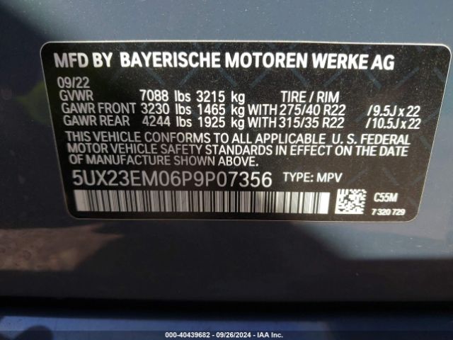 Photo 8 VIN: 5UX23EM06P9P07356 - BMW X7 