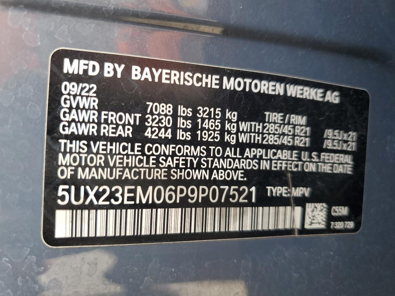 Photo 12 VIN: 5UX23EM06P9P07521 - BMW X7 