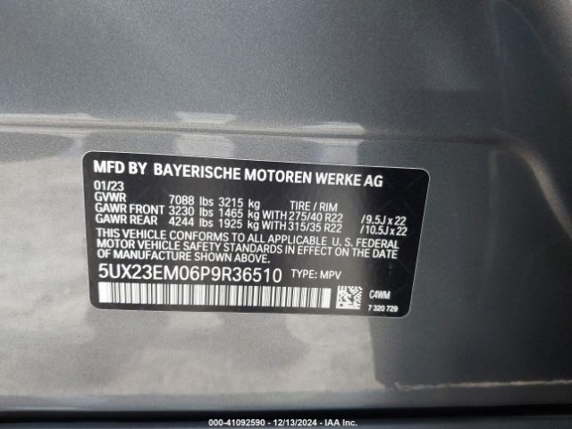 Photo 8 VIN: 5UX23EM06P9R36510 - BMW X7 