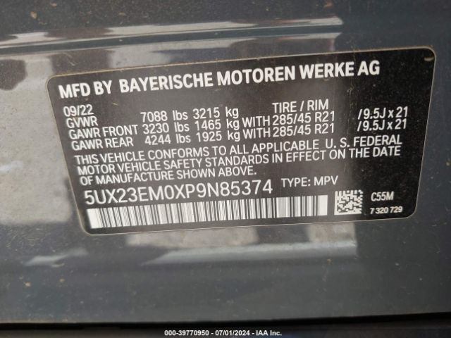 Photo 8 VIN: 5UX23EM0XP9N85374 - BMW X7 