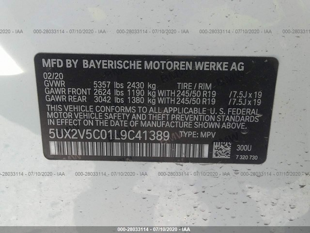 Photo 8 VIN: 5UX2V5C01L9C41389 - BMW X4 