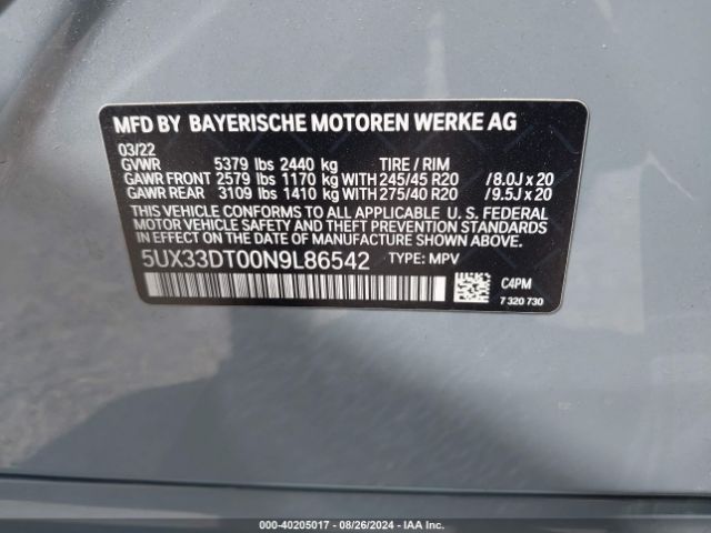 Photo 8 VIN: 5UX33DT00N9L86542 - BMW X4 