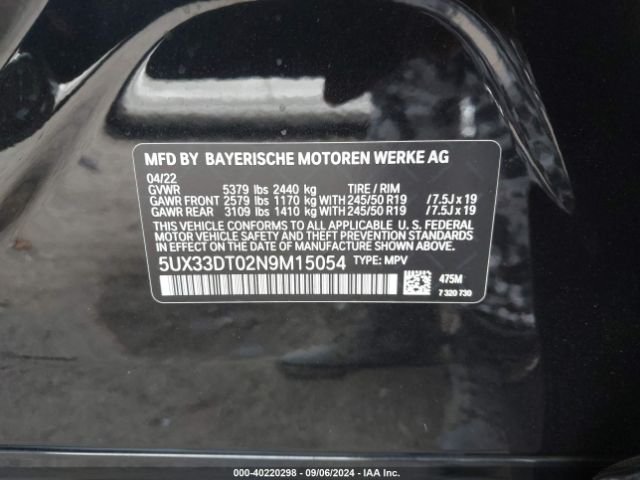 Photo 8 VIN: 5UX33DT02N9M15054 - BMW X4 