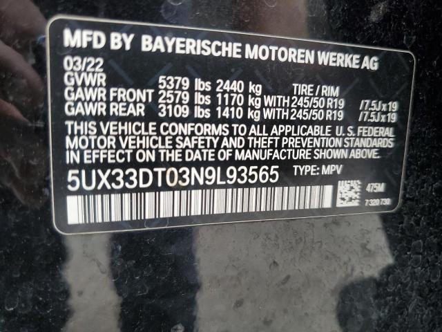 Photo 12 VIN: 5UX33DT03N9L93565 - BMW X4 XDRIVE3 