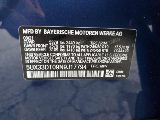 Photo 11 VIN: 5UX33DT09N9J17794 - BMW X4 XDRIVE3 