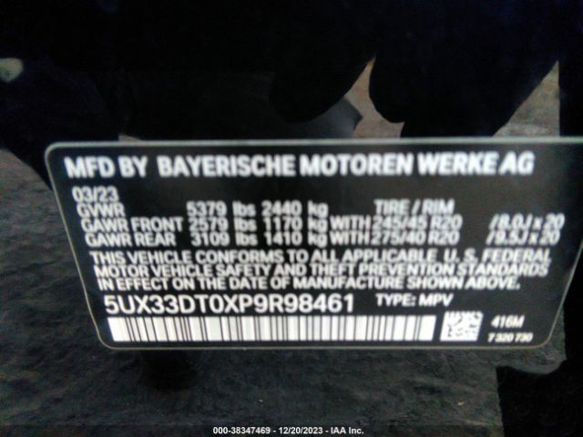 Photo 8 VIN: 5UX33DT0XP9R98461 - BMW X4 