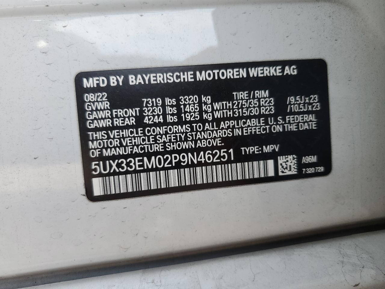 Photo 11 VIN: 5UX33EM02P9N46251 - BMW X7 