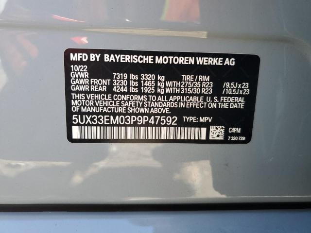 Photo 12 VIN: 5UX33EM03P9P47592 - BMW X7 M60I 