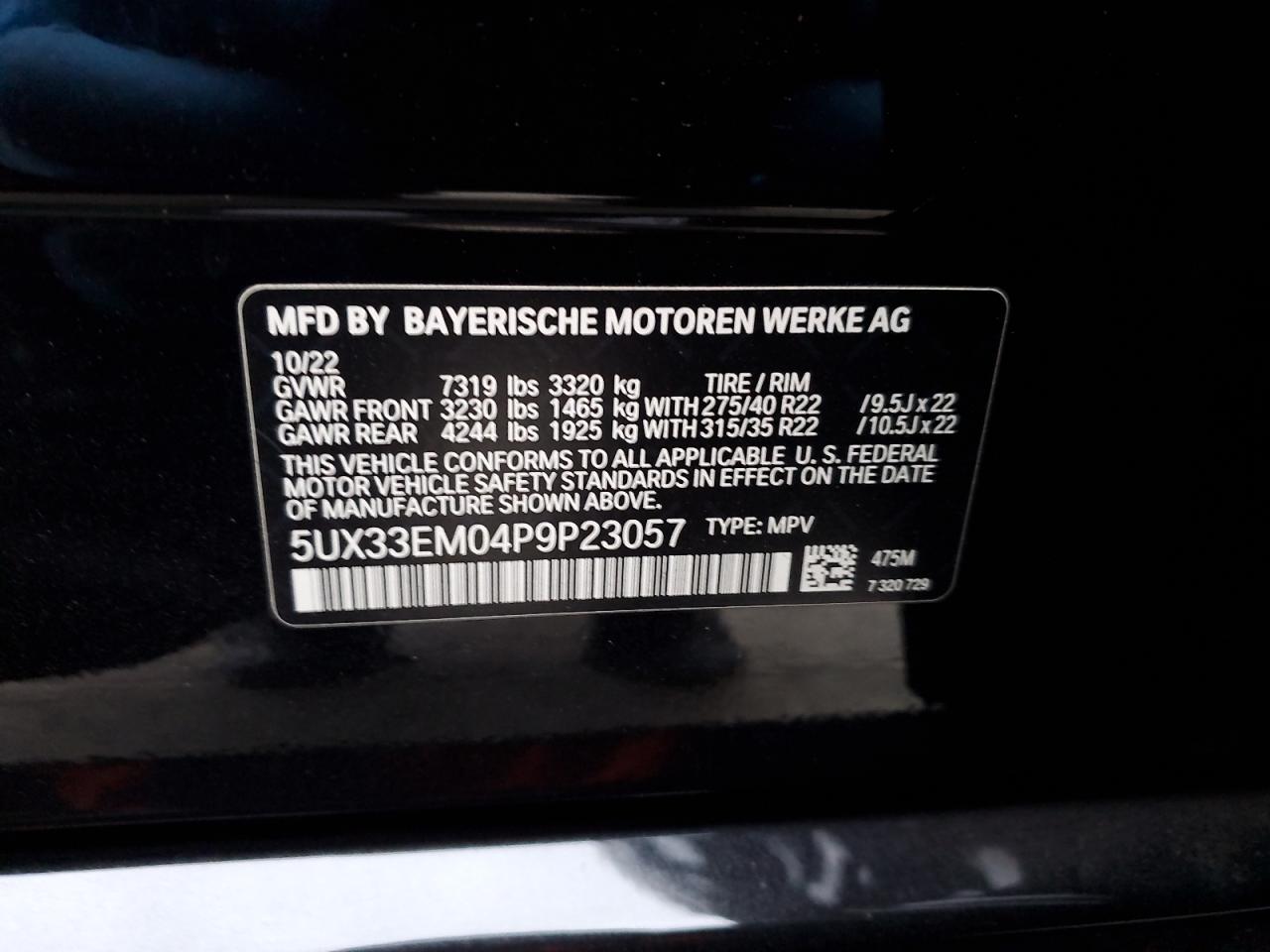 Photo 12 VIN: 5UX33EM04P9P23057 - BMW X7 