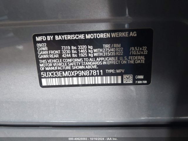 Photo 8 VIN: 5UX33EM0XP9N87811 - BMW X7 