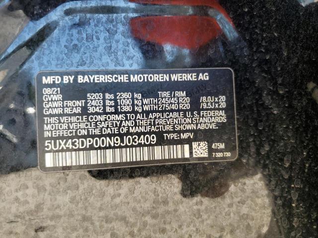 Photo 12 VIN: 5UX43DP00N9J03409 - BMW X3 SDRIVE3 