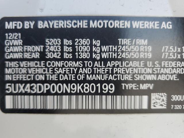 Photo 12 VIN: 5UX43DP00N9K80199 - BMW X3 SDRIVE3 