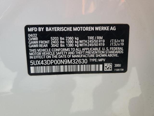 Photo 12 VIN: 5UX43DP00N9M32630 - BMW X3 SDRIVE3 