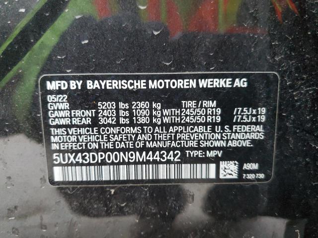 Photo 12 VIN: 5UX43DP00N9M44342 - BMW X3 SDRIVE3 