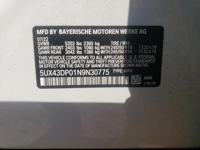 Photo 12 VIN: 5UX43DP01N9N30775 - BMW X3 SDRIVE3 