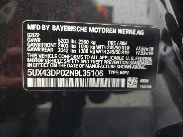 Photo 13 VIN: 5UX43DP02N9L35106 - BMW X3 SDRIVE3 