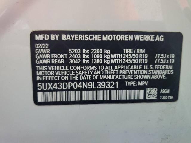 Photo 12 VIN: 5UX43DP04N9L39321 - BMW X3 SDRIVE3 