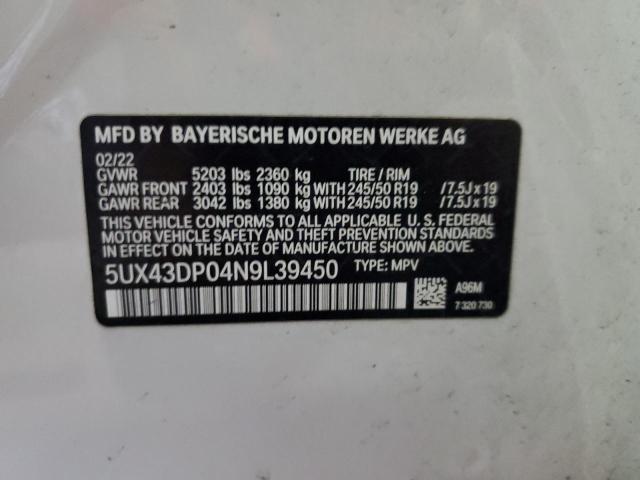 Photo 11 VIN: 5UX43DP04N9L39450 - BMW X3 SDRIVE3 