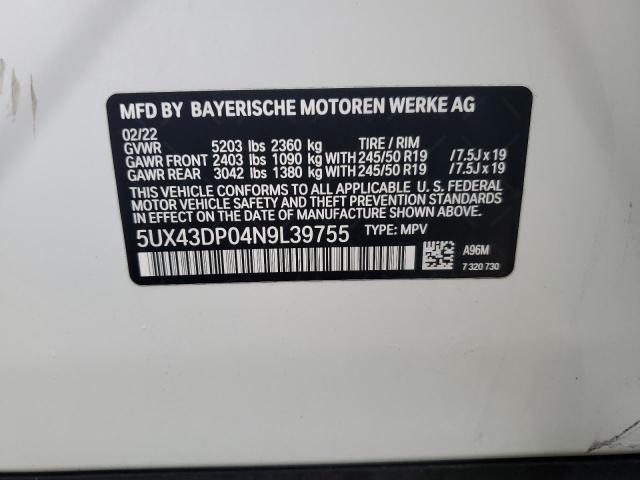 Photo 12 VIN: 5UX43DP04N9L39755 - BMW X3 SDRIVE3 