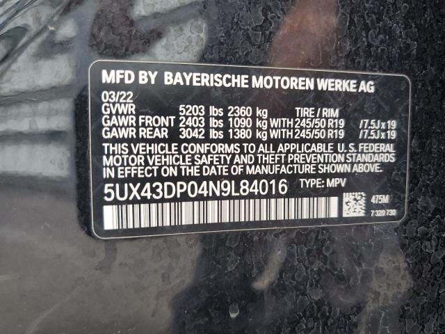 Photo 12 VIN: 5UX43DP04N9L84016 - BMW X3 SDRIVE3 