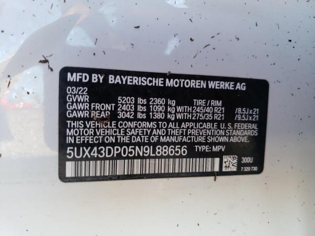 Photo 9 VIN: 5UX43DP05N9L88656 - BMW X3 SDRIVE3 