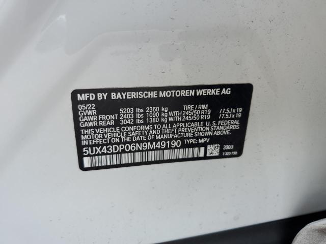 Photo 12 VIN: 5UX43DP06N9M49190 - BMW X3 SDRIVE3 