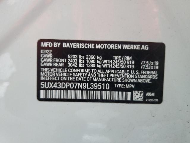 Photo 12 VIN: 5UX43DP07N9L39510 - BMW X3 SDRIVE3 