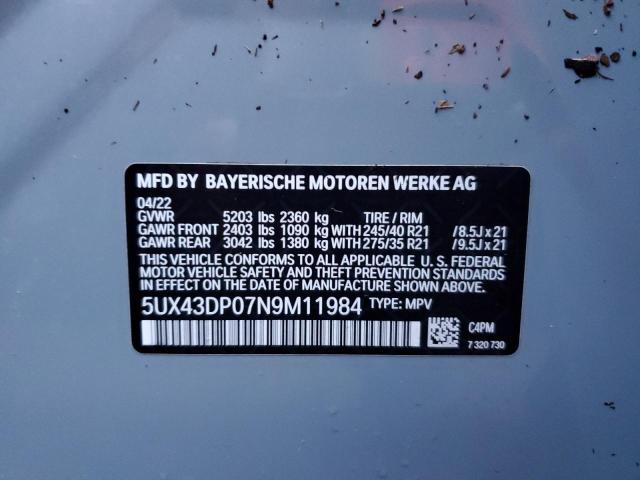 Photo 12 VIN: 5UX43DP07N9M11984 - BMW X3 SDRIVE3 