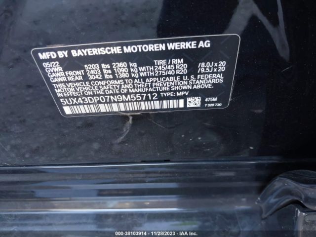 Photo 8 VIN: 5UX43DP07N9M55712 - BMW X3 