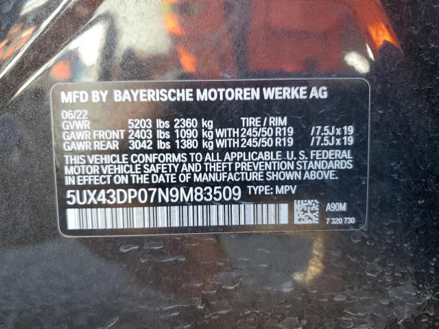 Photo 12 VIN: 5UX43DP07N9M83509 - BMW X3 SDRIVE3 