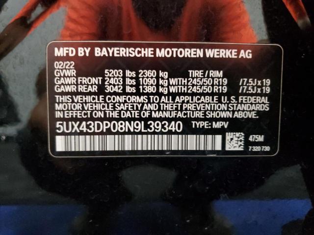 Photo 12 VIN: 5UX43DP08N9L39340 - BMW X3 SDRIVE3 