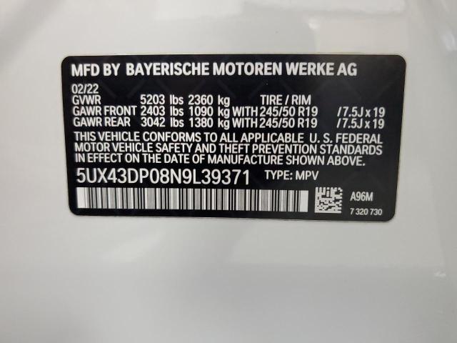 Photo 12 VIN: 5UX43DP08N9L39371 - BMW X3 SDRIVE3 