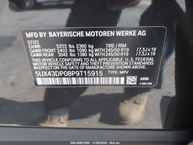 Photo 8 VIN: 5UX43DP08P9T15915 - BMW X3 