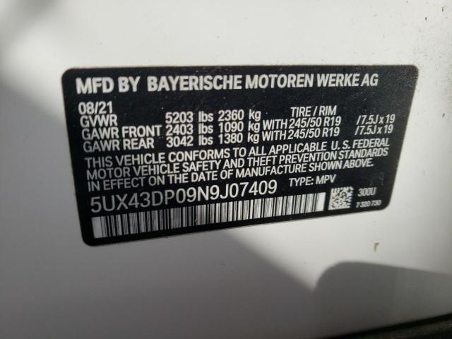 Photo 9 VIN: 5UX43DP09N9J07409 - BMW X3 SDRIVE3 