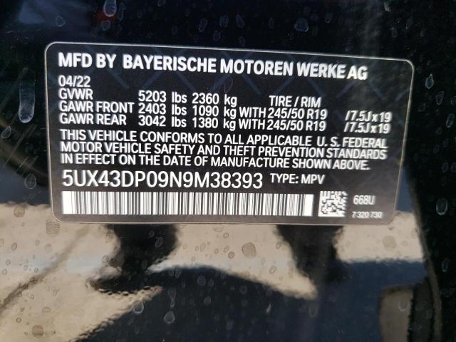 Photo 12 VIN: 5UX43DP09N9M38393 - BMW X3 SDRIVE3 