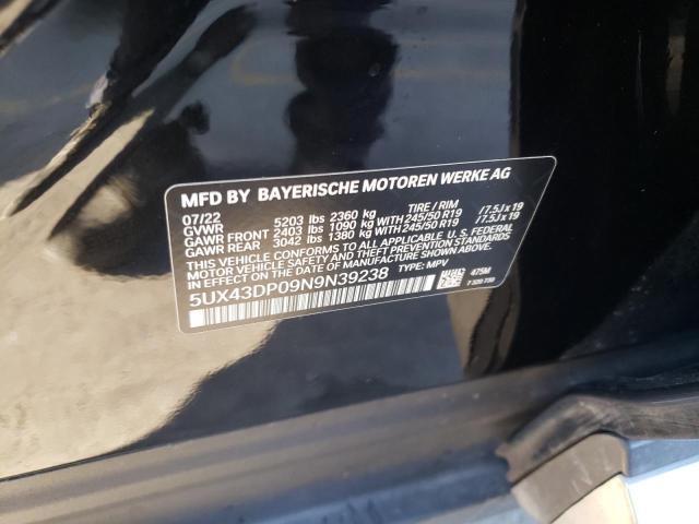 Photo 12 VIN: 5UX43DP09N9N39238 - BMW X3 